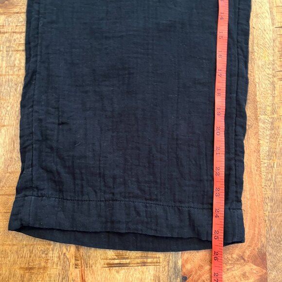 Old Navy Crinkle Gauze High Rise Wide Leg Pull-On Ankle Pants Small Black Cotton - Picture 11 of 12